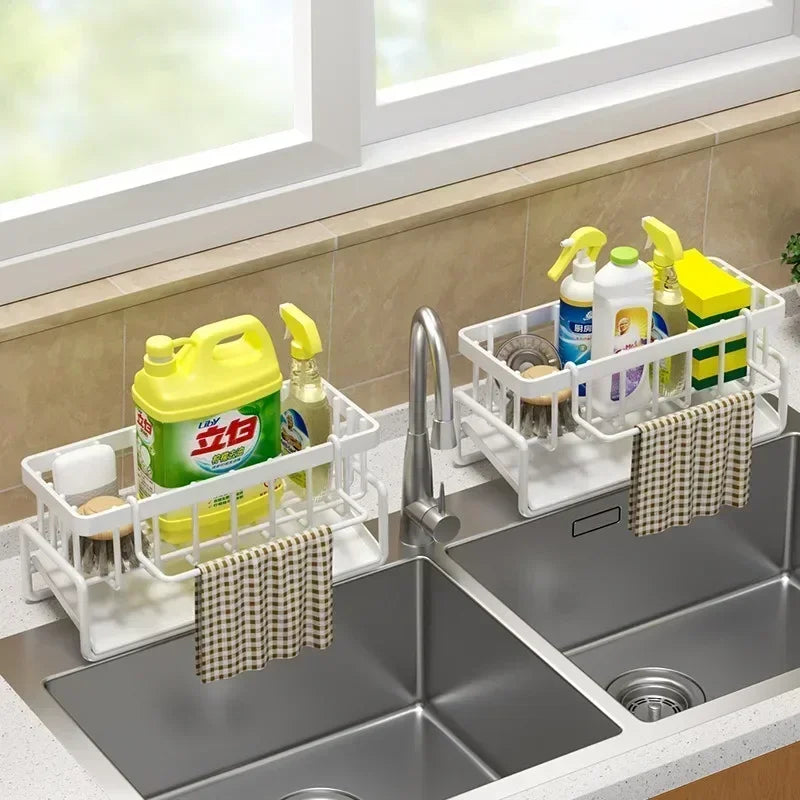 Space Saving Kitchen Sink Dish Rack Sponge Holder Water Drain Basket Zpaxo