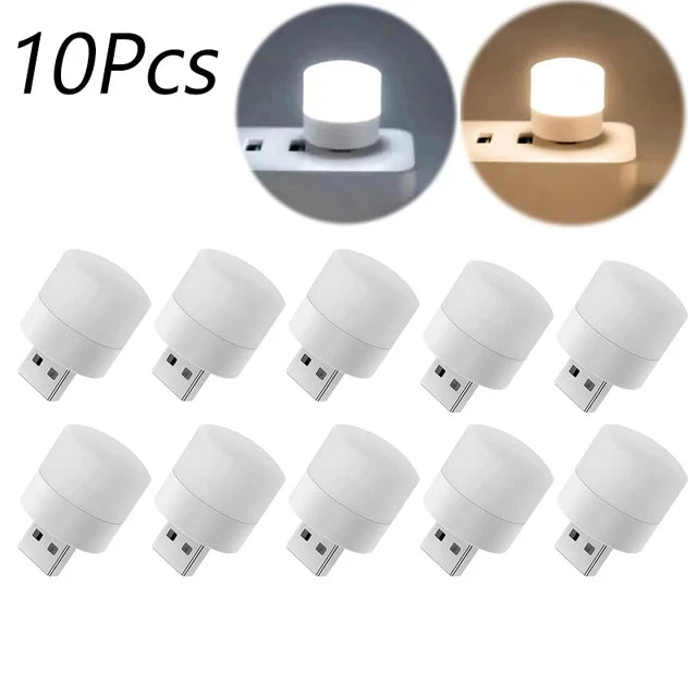 Mini USB Night Light Warm White Eye Protection Book Reading Plug Zpaxo 10PCS-Mix