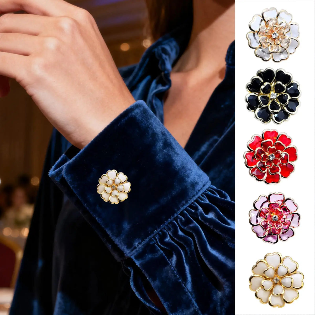 Women Flower Button Covers Vintage Fancy DIY Decorative Metal Shaped Zpaxo
