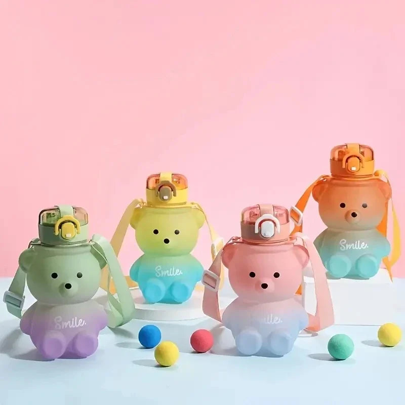Bear Gradient Cute Water Cup Summer High-value Girl Plastic Portable Zpaxo