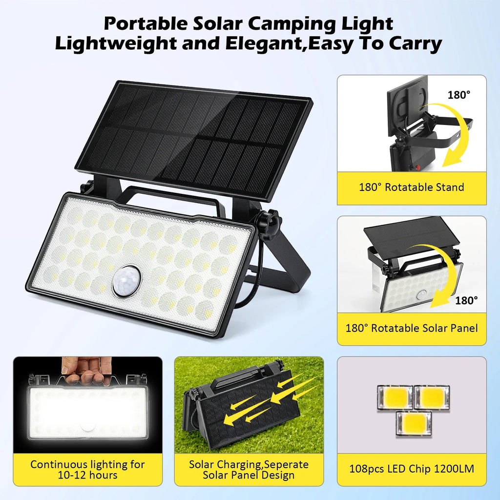 Outside Solar Safety Light Rotatable Panel Motion Sensor 3 Modes Zpaxo