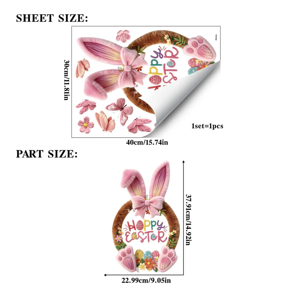 Easter Window Clings Static Decals Removable Reusable Bunny Rabbit Zpaxo
