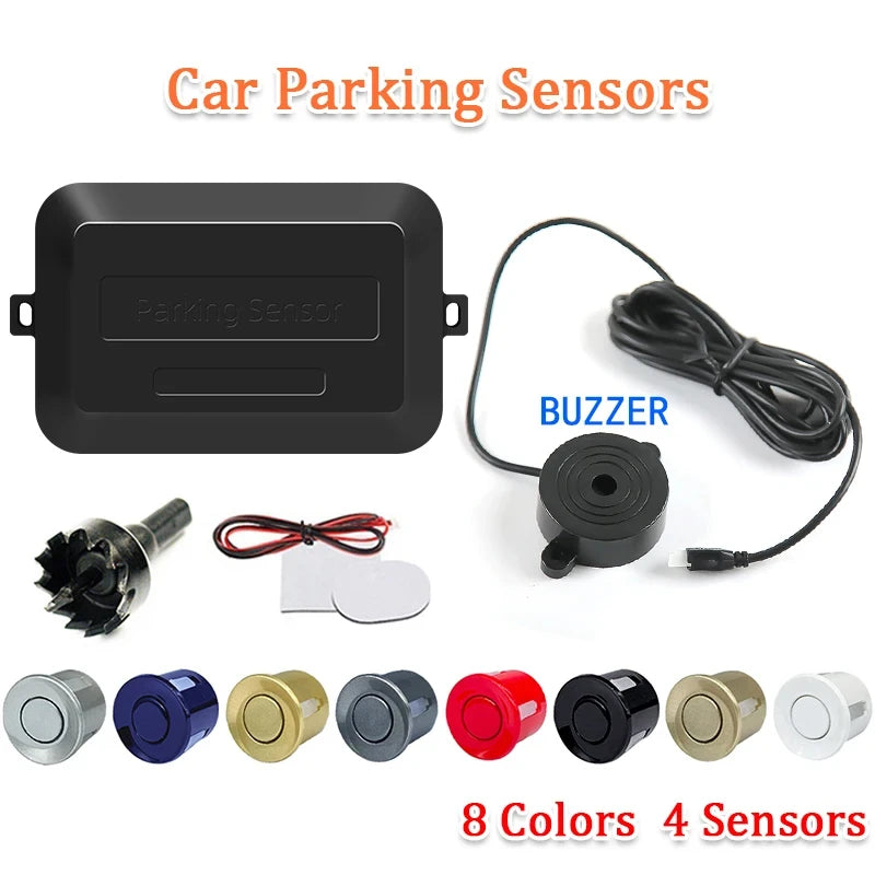 4 Sensors Buzzer Car Parking Sensor Reverse Backup Radar Sound Alert Zpaxo