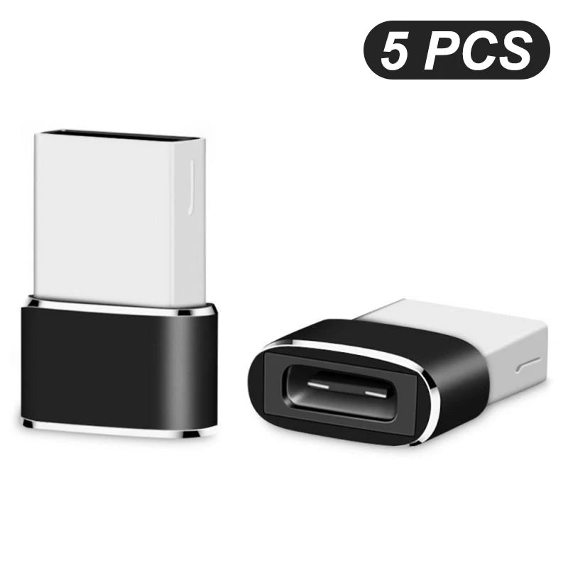 1- USB 2 0 C Adapter Female Male OTG Converter Macbook Iphone Xiaomi Zpaxo 5PCS Black