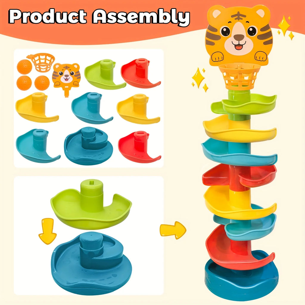 Youngsters's Interactive Ball Tower Educational Toy Rolling Balls Zpaxo