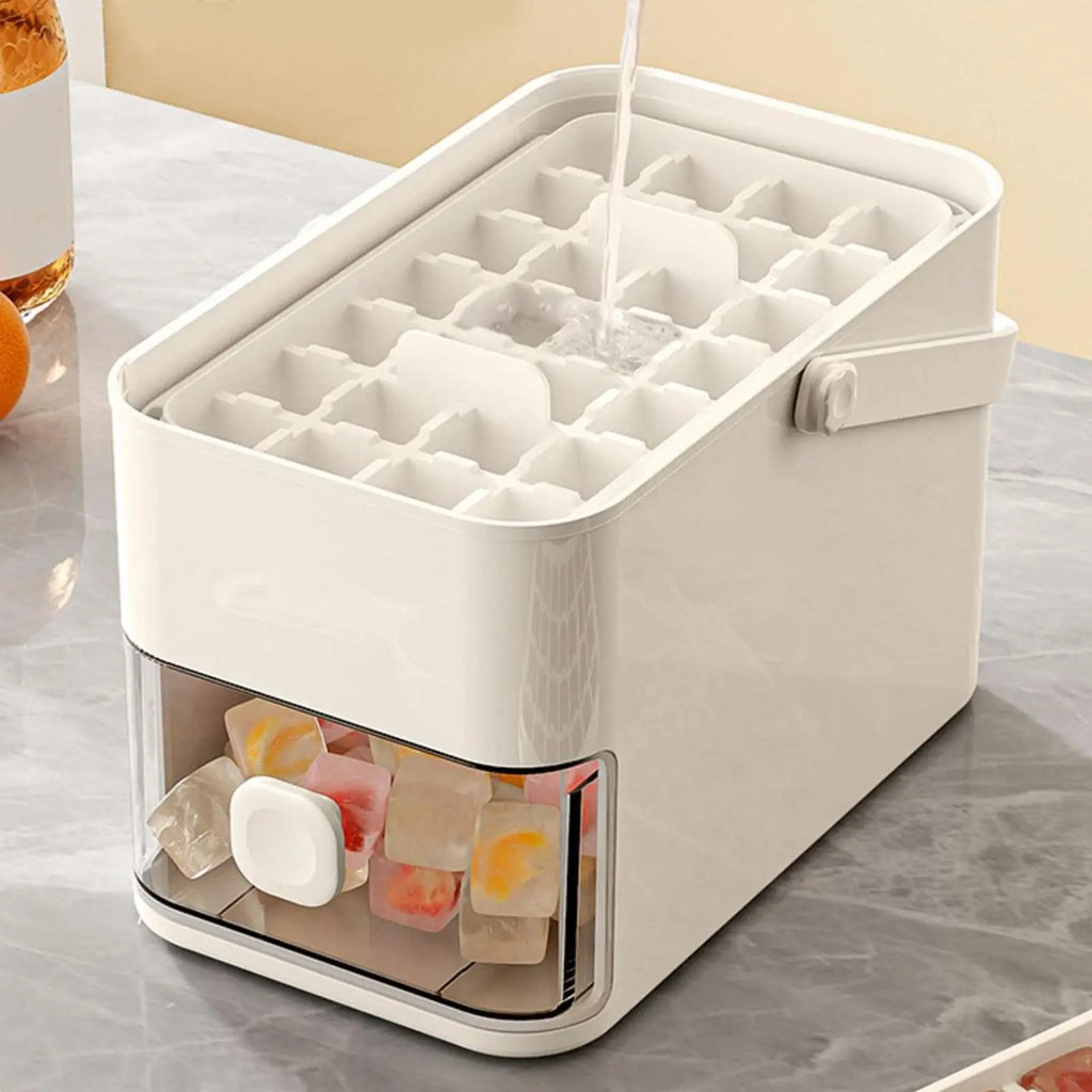 Ice Tray Box 56-Cavity Reusable Double-layer Press Lid Portable Maker Zpaxo