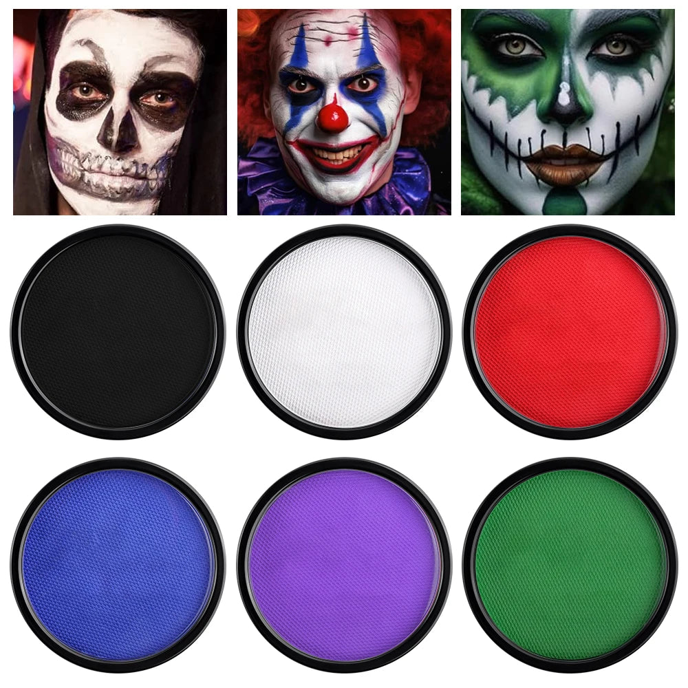 30g Face Paint Kit,Water Activated Monochromatic Face Body Painting Makeup Palette Cosplay Paint Palette SFX Joker Zombie Makeup Zpaxo