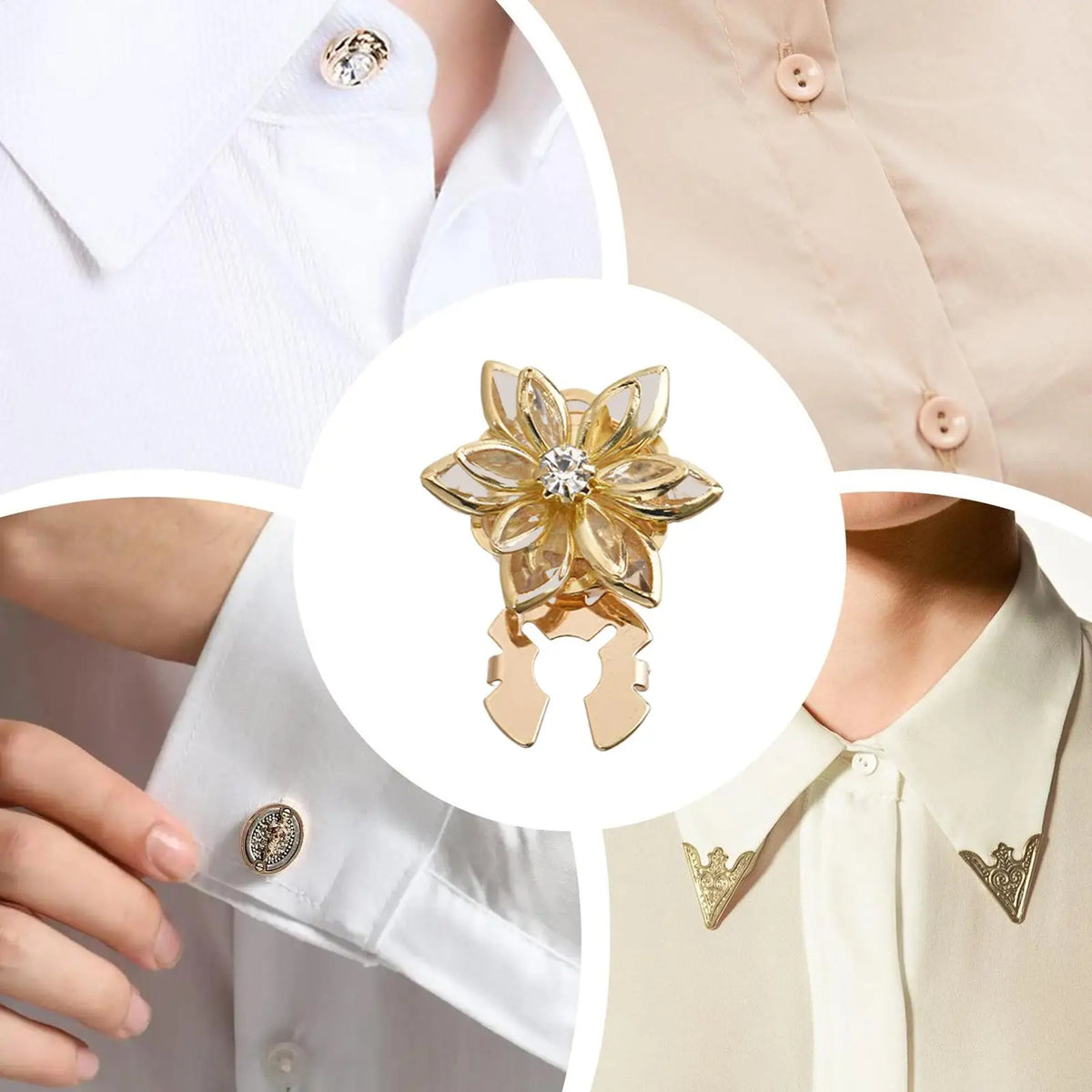 Flower Cuff Links Elegant Vintage Gold Lotus Shape Adjustable Button Zpaxo