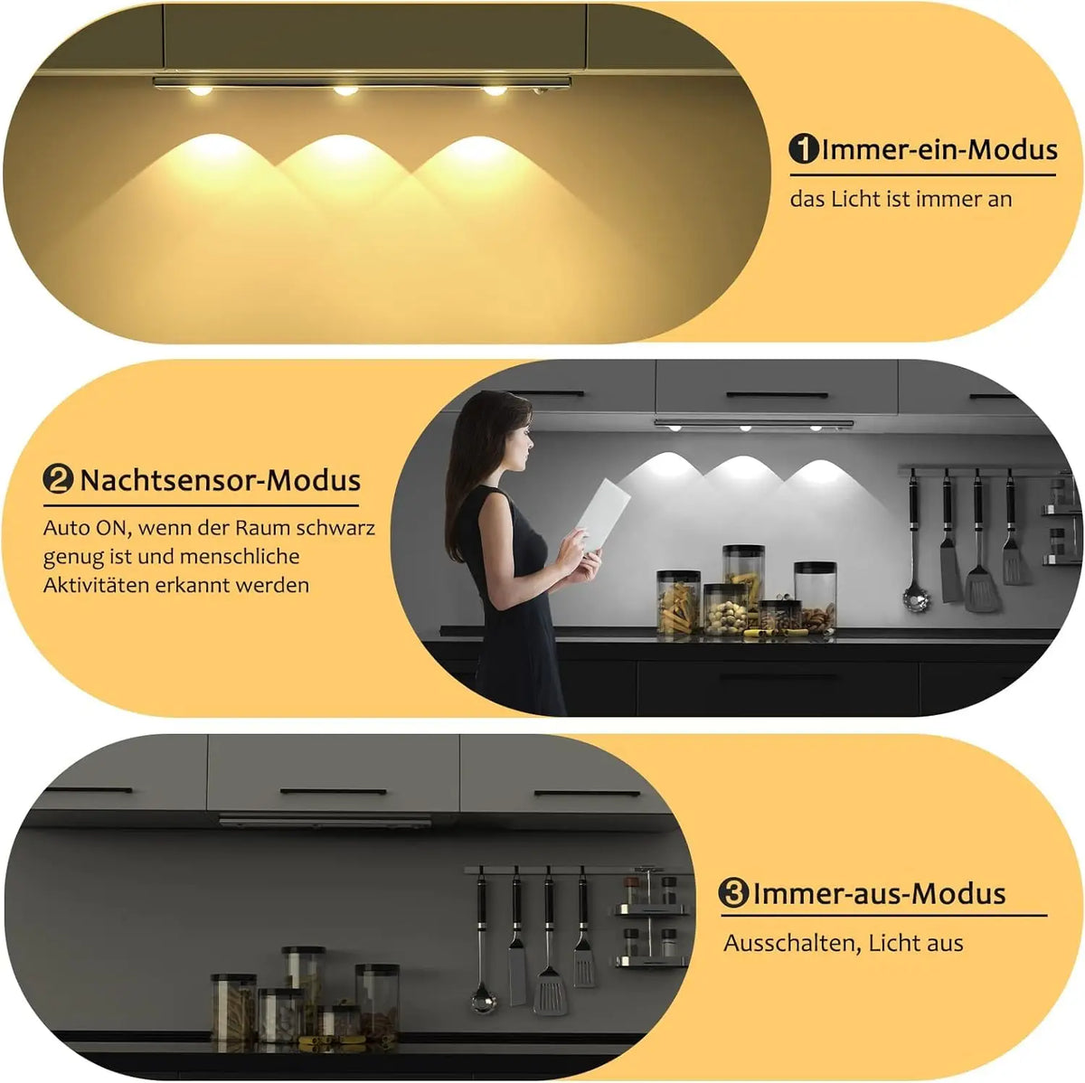 Wireless Ultra Thin Motion Sensor LED Cabinet Light USB Rechargeable Dimmable Lamp 3 Colors for Kitchen Wardrobe Bedroom Stairs Zpaxo