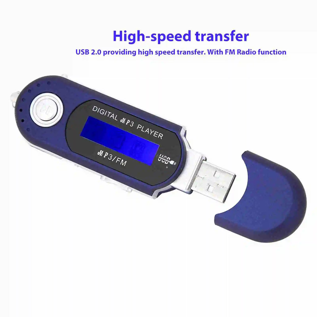 Portable Music MP3 USB Player LCD Screen Voice Black Blue White Zpaxo