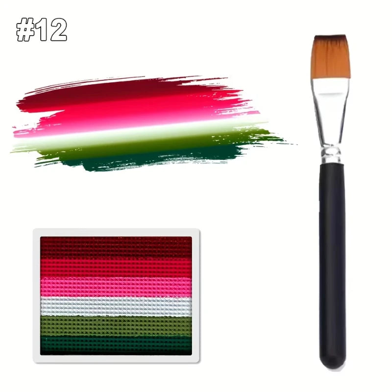 Face Body Painting Makeup Brush Rainbow Split Cake Water Activated Zpaxo 12