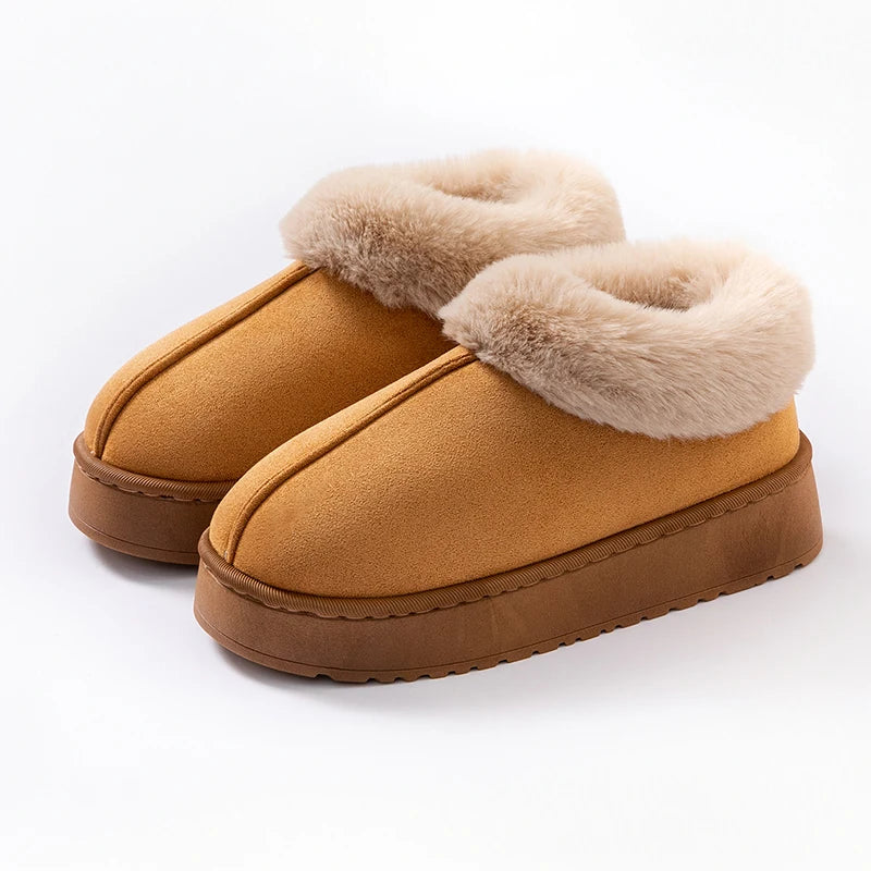 Winter Women Shoes Fashion Snow Boots Fluffy Plush Faux Fur Soft Zpaxo khaki 38-39