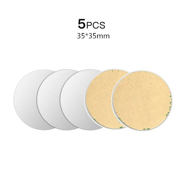 5pcs Magnetic Metal Plate Magnetic Car Phone Metal Plate Disk Universal Metal Disk Sticker Mount Mobile Phone For iPhone Xiaomi Zpaxo 5PCS Silver 35x35