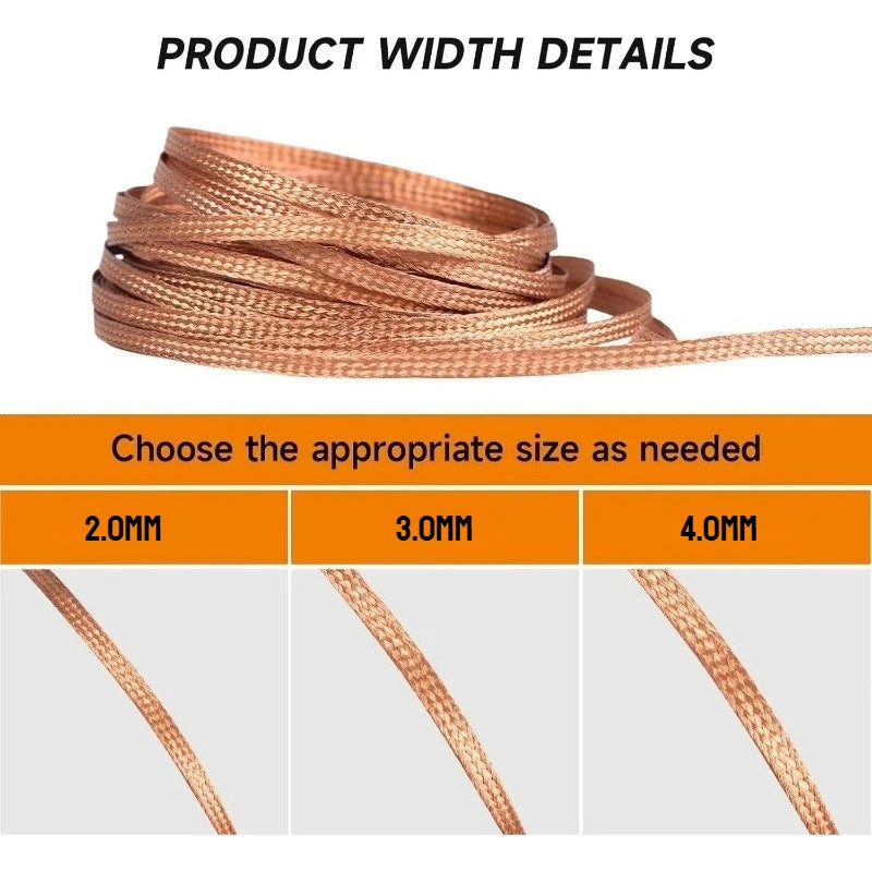 Desoldering Mesh Braid Tape Wire Repair Tool Copper Welding Point Solder Remover for Wire Soldering Wick Tin Lead Cord Flux Zpaxo