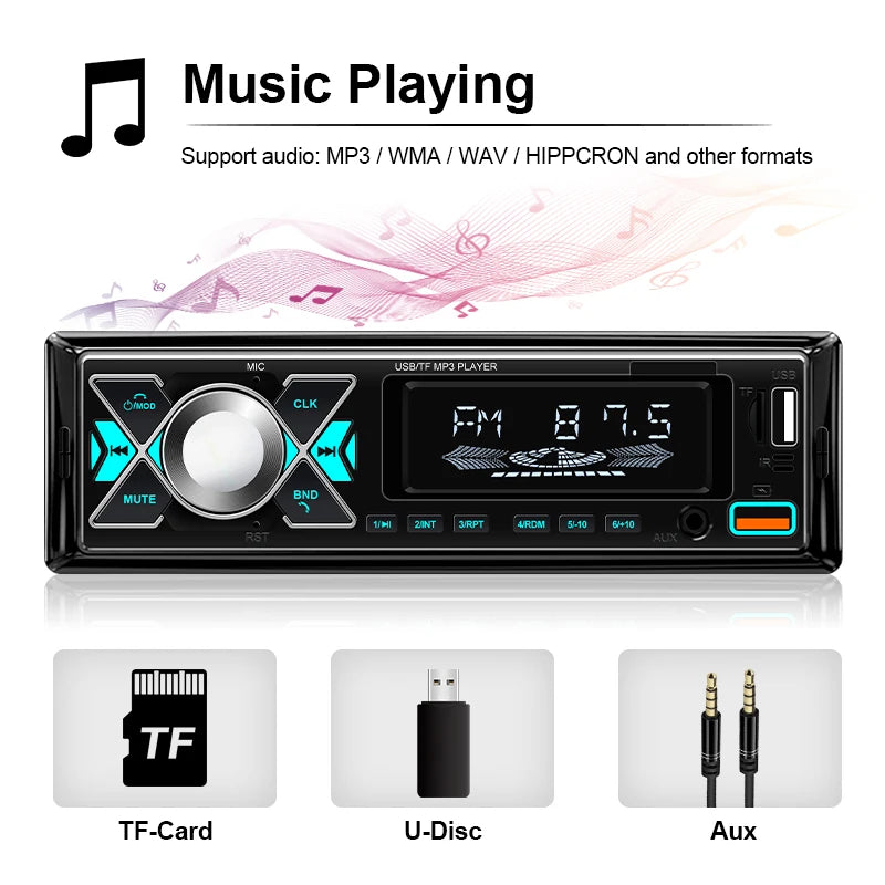 Car Radio 1 Din Stereo Digital Automotive Sound Modules FM Audio Zpaxo