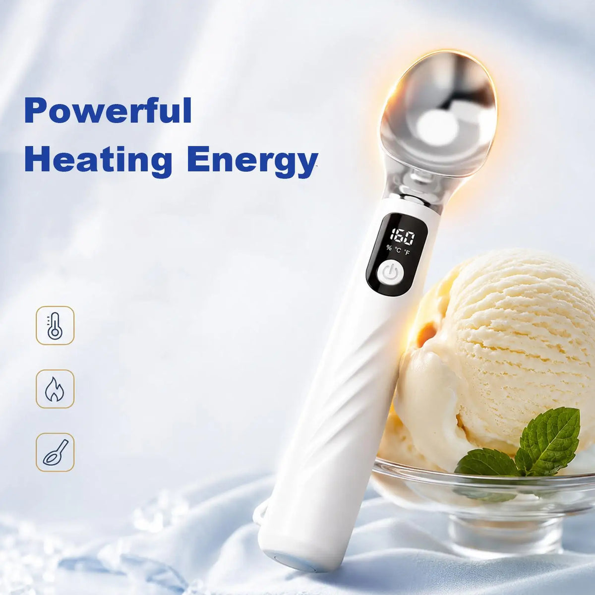 Heated Ice Cream Scoop Rechargeable Removable Battery Dishwasher Safe Zpaxo