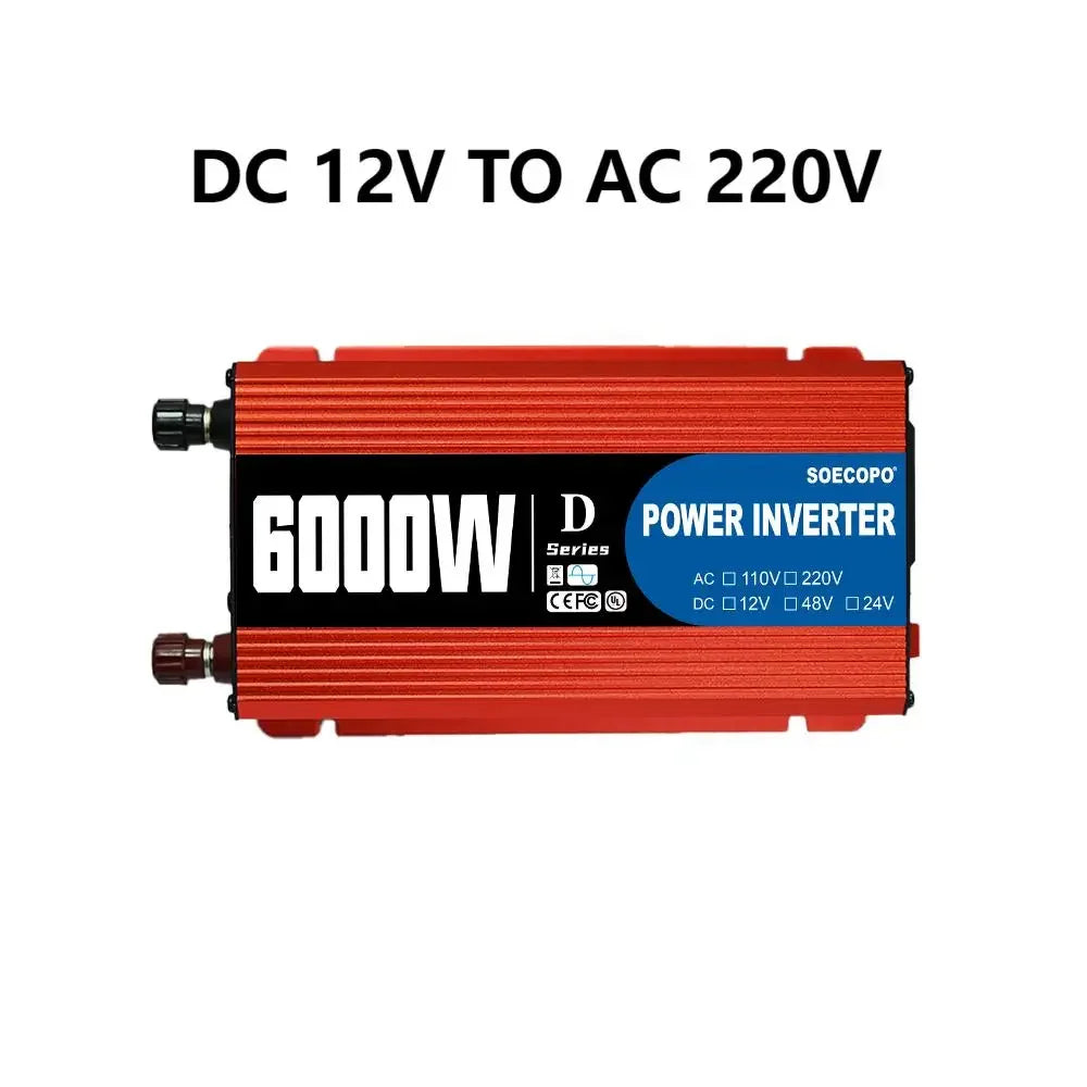 6000W Solar Power System 500W Panel 100A Controller Alligator Clips Carabiner Hooks 12V to 110V220V Inverter for Home RV CE FCC Zpaxo only Inverter 220V