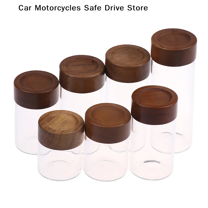 CMMini Wood Lid Coffee Beans Storage Container Tube Kitchen Sealed Zpaxo