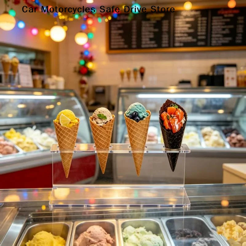 MTransparent Acrylic Ice Cream Cone Holder Dessert Stand Party Zpaxo