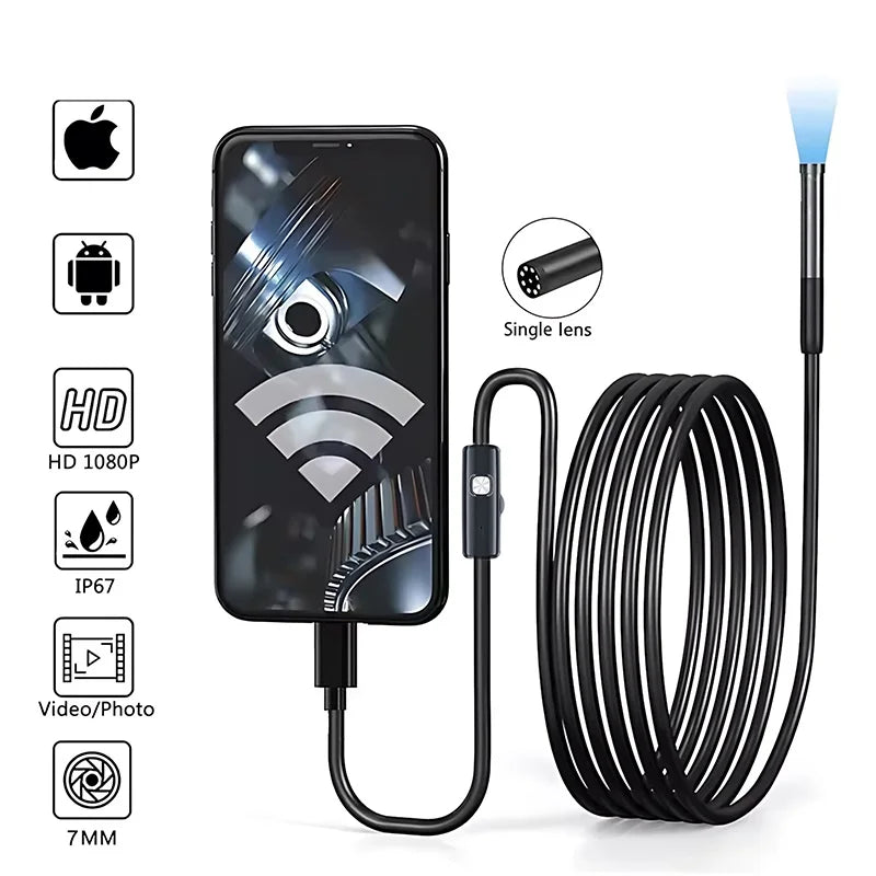 Type-C USB Endoscope Camera 7.0/5.5mm Flexible Cable Endoscope Pipe USB C Endoscope Inspection Mini Camera For Ios Android Phone Zpaxo