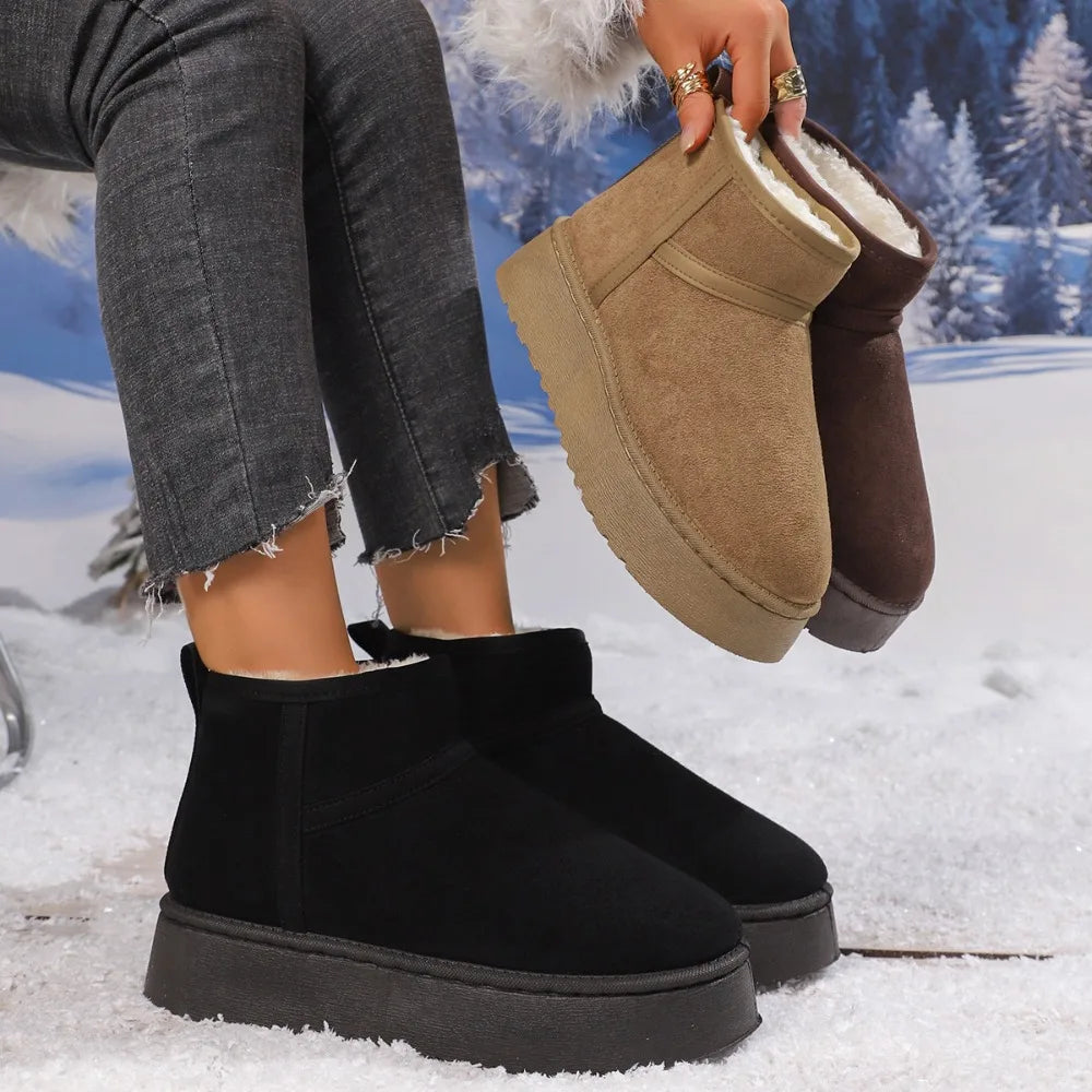 Winter Thick Bottomed Lined Large Head Snow Boots Women Warm Short Zpaxo