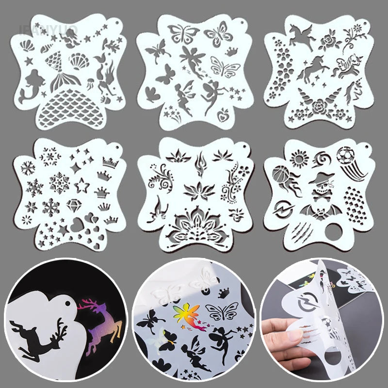 8Pcs/Set Stencils For Body Art Painting Face Stamps Temporary Tattoos Reusable Stencils for Adults Children Party Makeup Tools Zpaxo