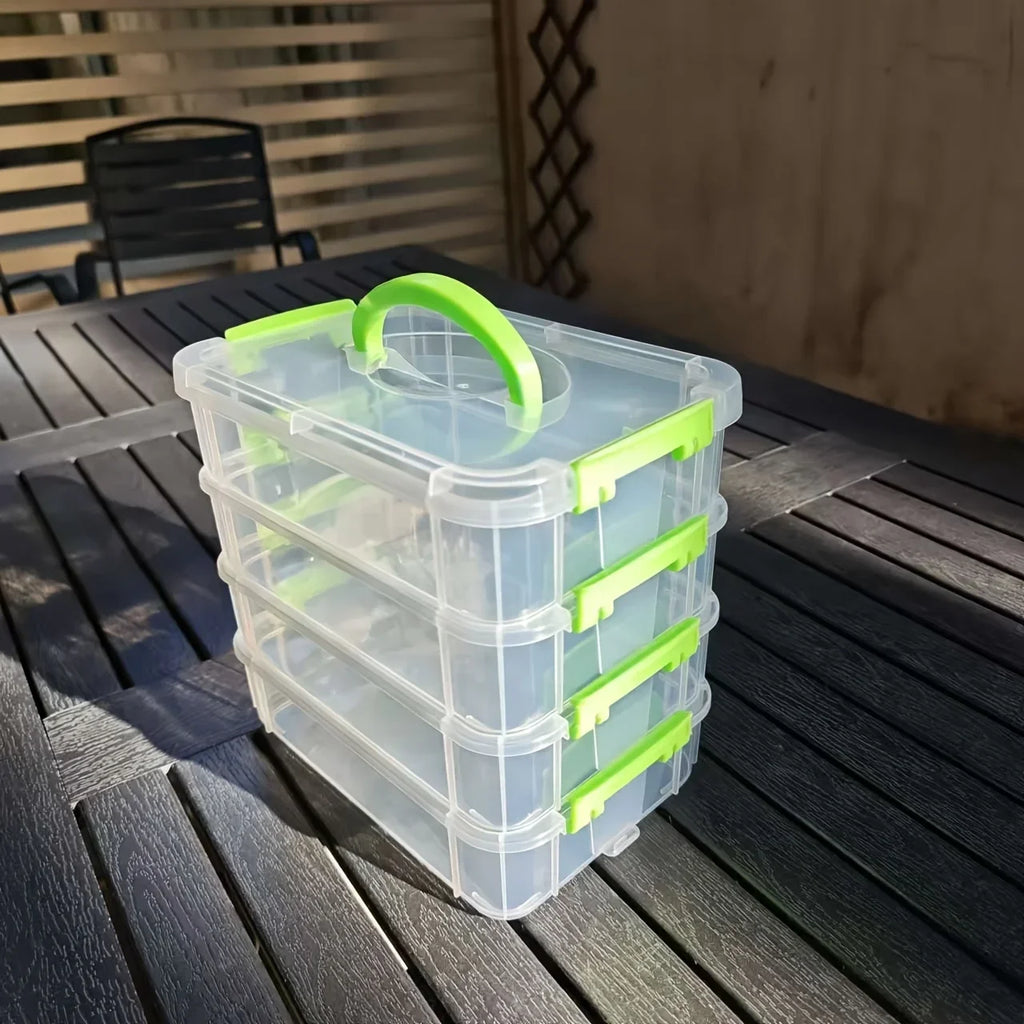 4-layer Transparent Plastic Storage Box Cover Partitioned Drawer Zpaxo