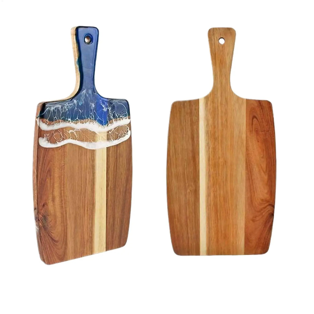 Cutting Board Wooden Resin Double Sided Tray Chopping Beach Pattern Zpaxo