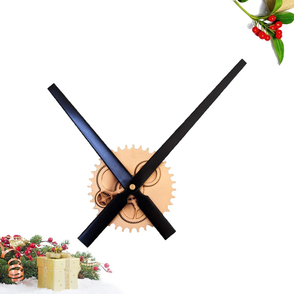 Retro Wood Gear Wall Clock Golden Big Pointer Silent Design Living Zpaxo