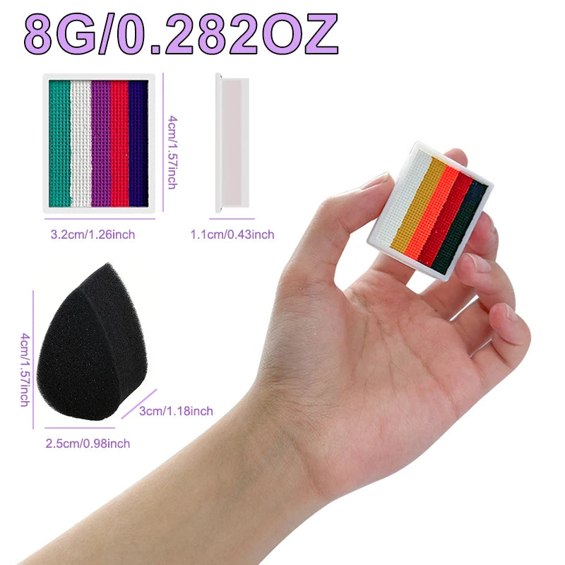 Palette Rainbow Stripe Paint Water Based Face Body Halloween Cosplay Zpaxo