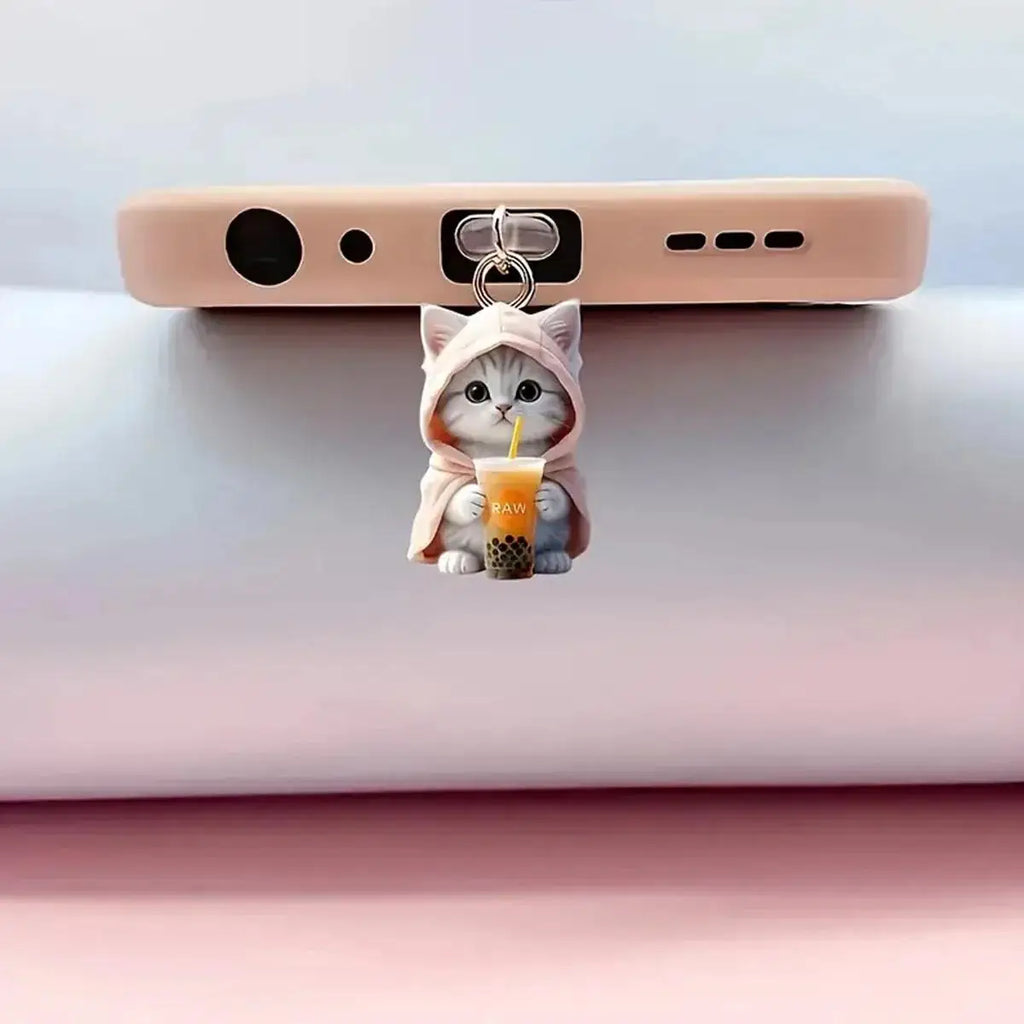 Cute Cartoon Cat Phone Dust Plug Universal Type-C Charging Port Protector Stopper Anti-Dust Plug Pendant For iPhone Huawei Oppo Zpaxo