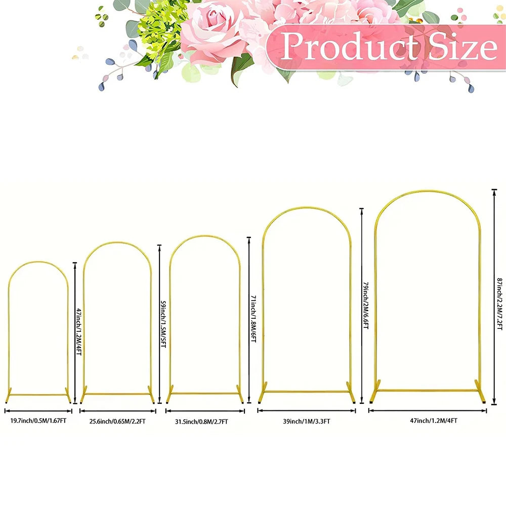 Gold Wedding Arch Stand Balloon Frame Backdrop Bracket Birthday Zpaxo Gold 6FT 80x180cm