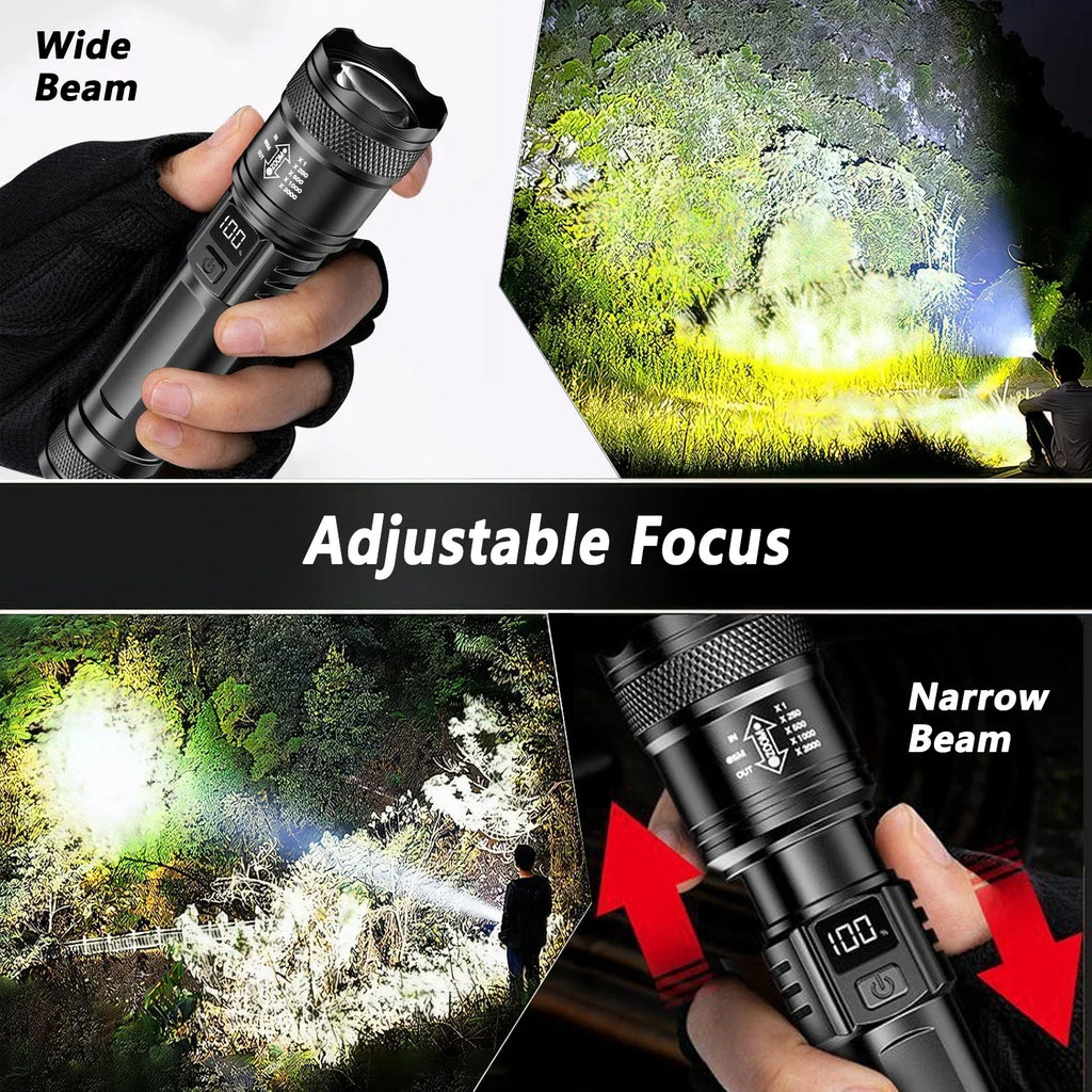 Ultra Bright P50 LED Flashlight Tactical EDC Zoomable Handheld Torch Emergency Spotlight 14500 18650 Battery Zpaxo