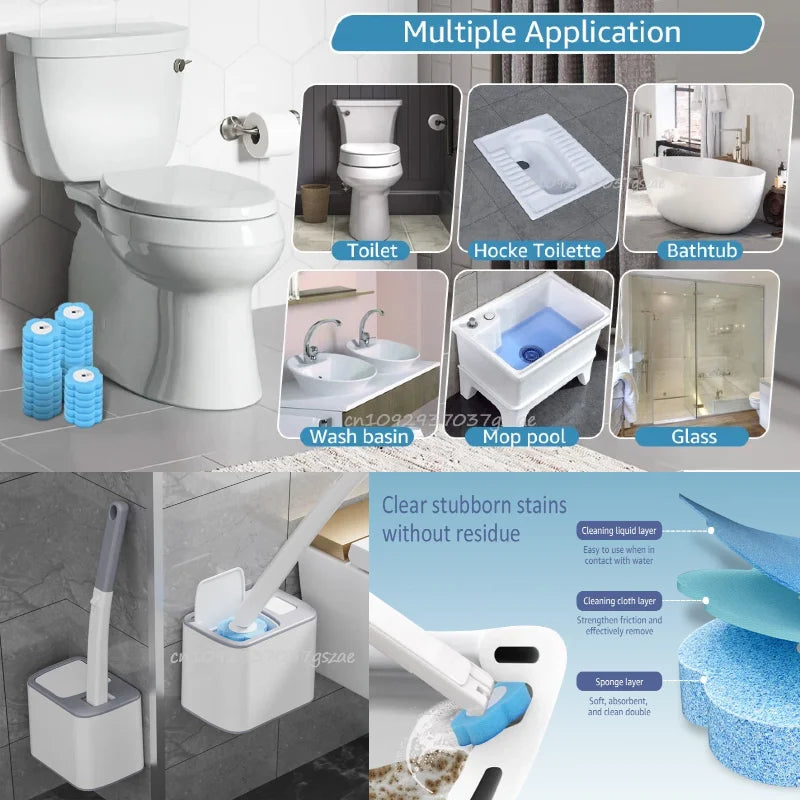 Disposable Toilet Brush Replaceable Wall-mounted Long Handle Toilet Brush Cleaning Tools WC Bathroom Accessories Zpaxo