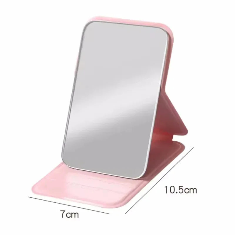 Simple Portable Handheld Foldable Mirror Solid PU Leather Desktop Zpaxo