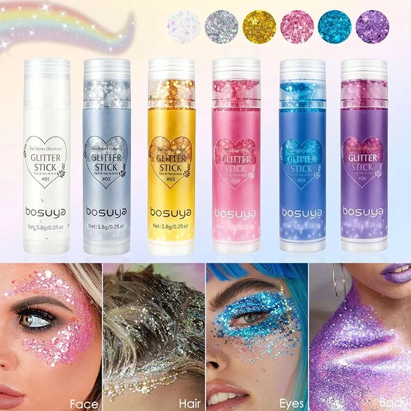 Sparkling Sequins Glitter Gel Stick Pearl Sequin Face Body Cosmetic Zpaxo
