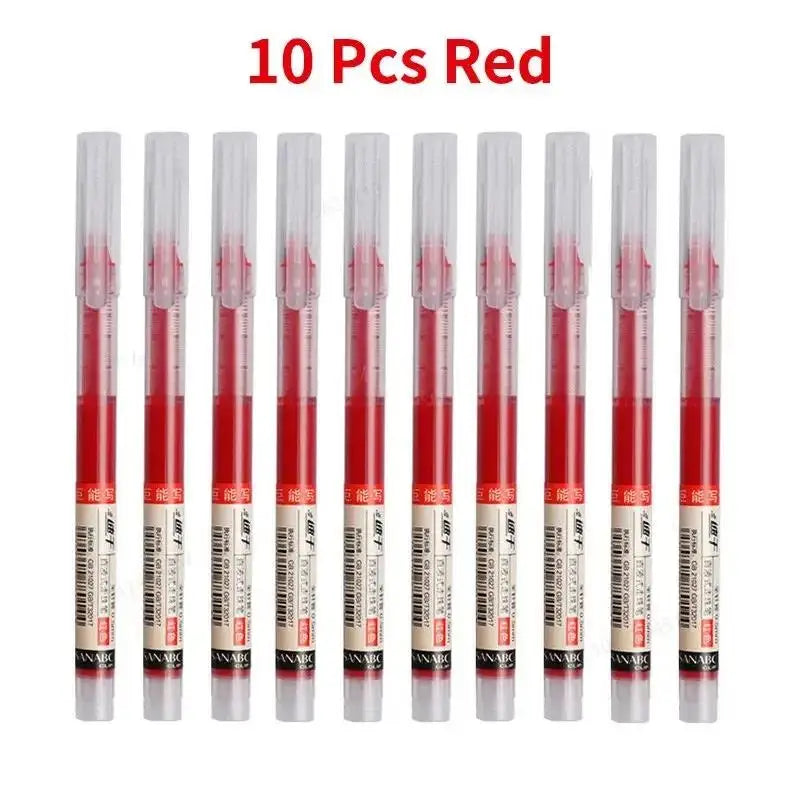 10pcs 0.5mm Gel Pencil Needle Type Gel Pen Black Blue Red Ink Straight Liquid Pen Writing Pens School Office Stationery Supplies Zpaxo 10pcs Red