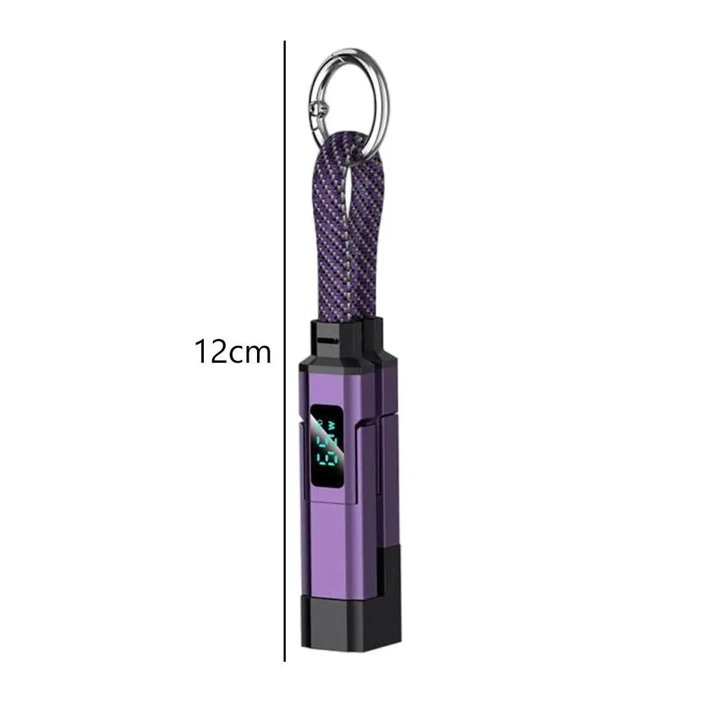 4 in 1 65W Keychain Charging Cable USB C Cable with V/A/W Display Type C for Apple Portable Cord for IPhone/iPad/Samsung/Laptop Zpaxo