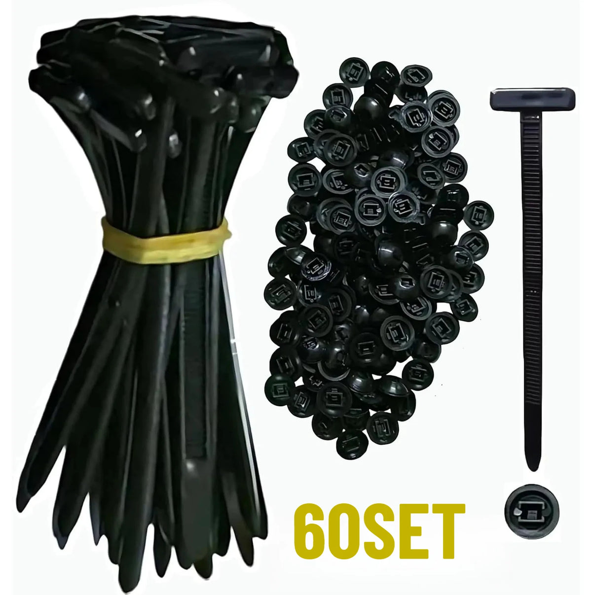 Universal Nylon Cable Tie Buckle Auto Fastener Screw Replacement Clip Car Fender Trunk Engine Guard Panel Wire Management Secure Zpaxo 60SET