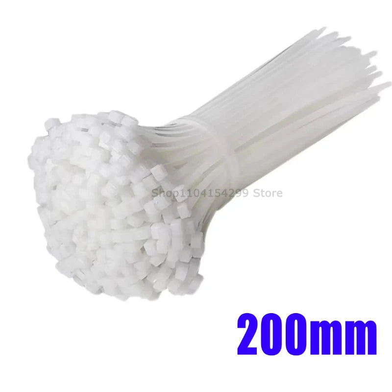 100Pcs Nylon Cable Ties Adjustable Self-locking Ties Straps Uv Resistant Plastic Wire Ties for Home Office Cord Management Zpaxo White-2.5x200mm 100pcs