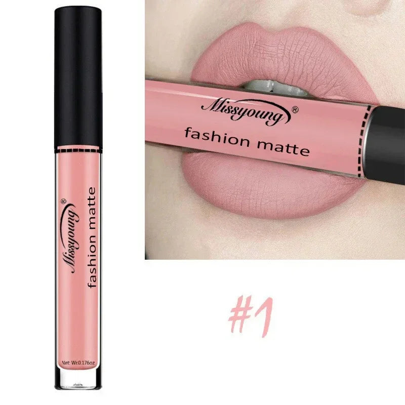 Makeup Lipstick Matte Brown Nude Chocolate Liquid Lip Gloss Batom Zpaxo 01