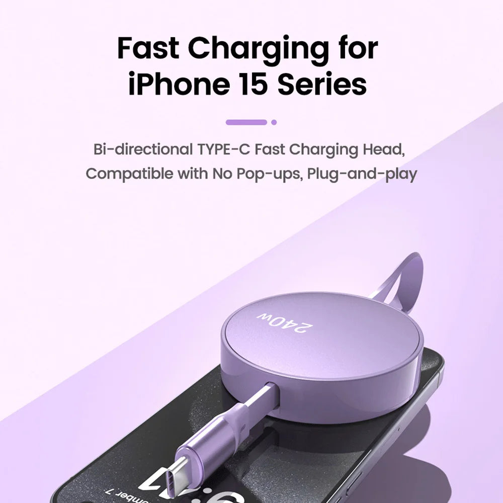 240W PD USB Type C To Type C Cable Retractable Fast Charging USB C Cable For iPhone 15 Huawei Xiaomi Samsung MacBook Data Wire Zpaxo