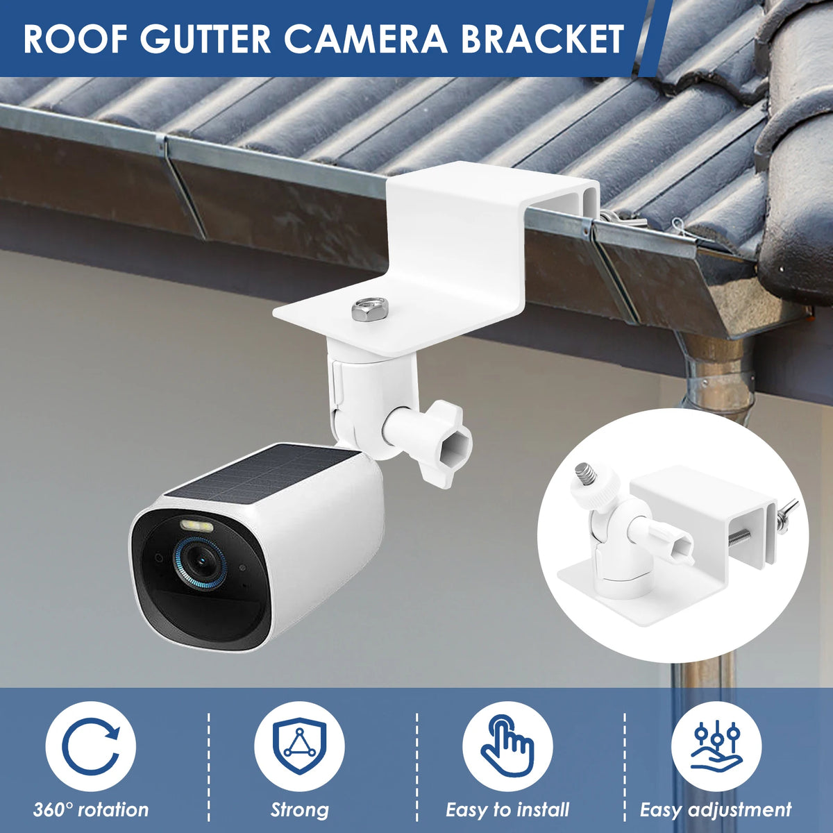 2pcs Cameras Bracket Gutter Mount Compatible with eufy Security SoloCam S220/C210, eufyCam 2C/2C Pro, 3/S330, 2/2 Pro, 3C/S300 Zpaxo