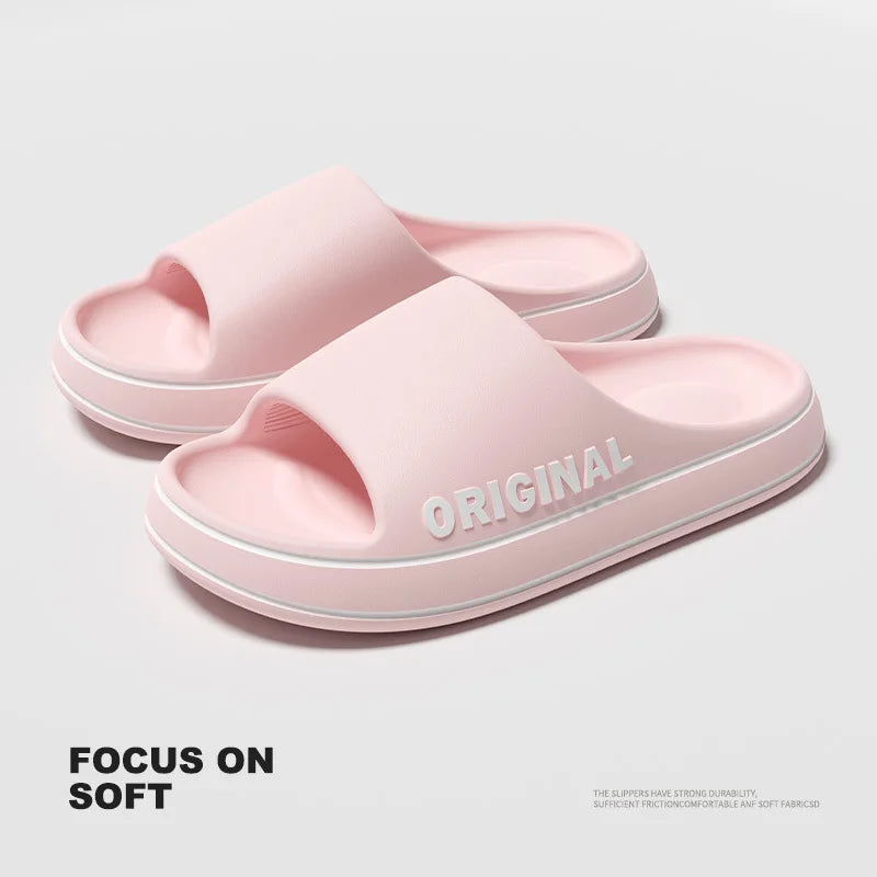 Summer Women Man Solid Letter Mens Slippers Shoe Woman Thick Sole Zpaxo A4 44-45