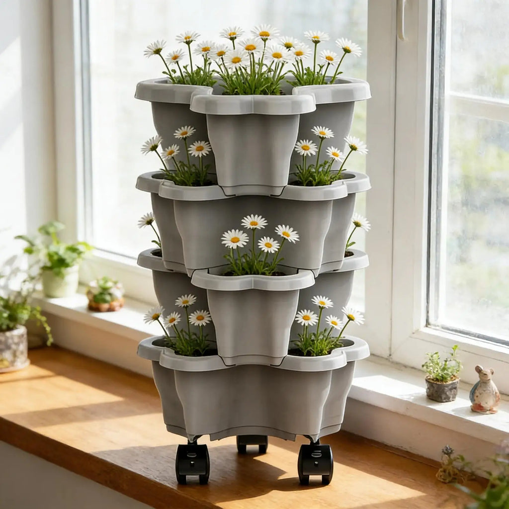 Stackable Strawberry Planter 4 5 Tier Vertical Garden Tower Vegetable Zpaxo