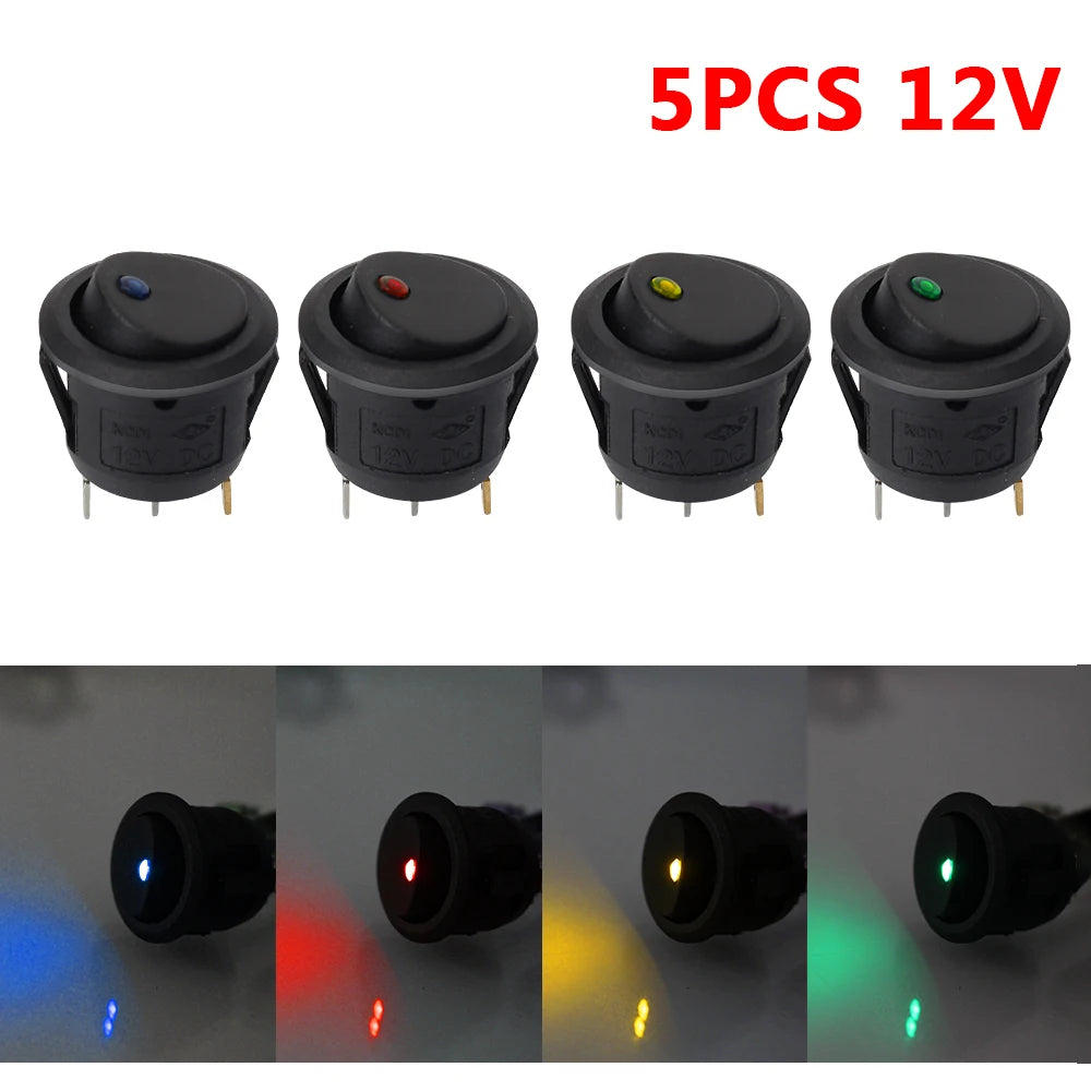 Luminescence Toggle Switches Waterproof 12V OFF LED Light Round Zpaxo