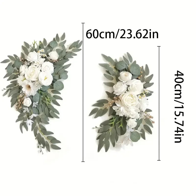 Romantic White Artificial Wedding Flowers Arch Welcome Sign Decor Zpaxo White