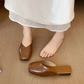Women's Square Closed Toe Solid Comfortable Slippers 2026 Summer Zpaxo Khaki 35