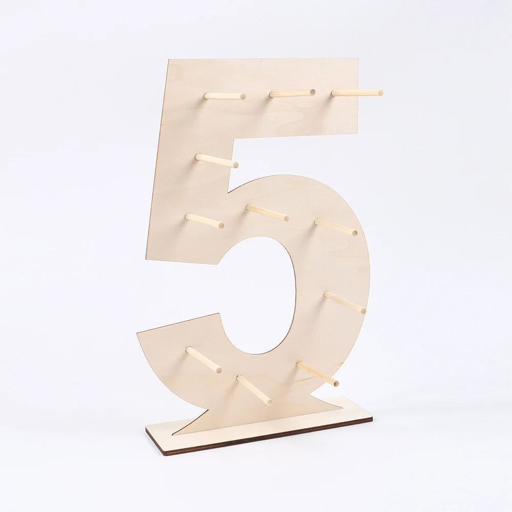 Number 0-9 Wooden Donut Display Stand Holder Board Table Desserts Stand for Birthday Party Wedding Baby Shower Zpaxo Number 5
