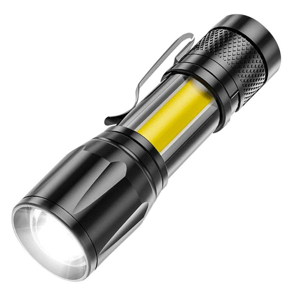 XPE+COB LED Flashlight USB Rechargeable Portable Telescopic Zoom Zpaxo as show